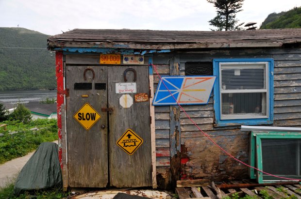 Old fish shack now skidoo storage in Grey River, Nfld.